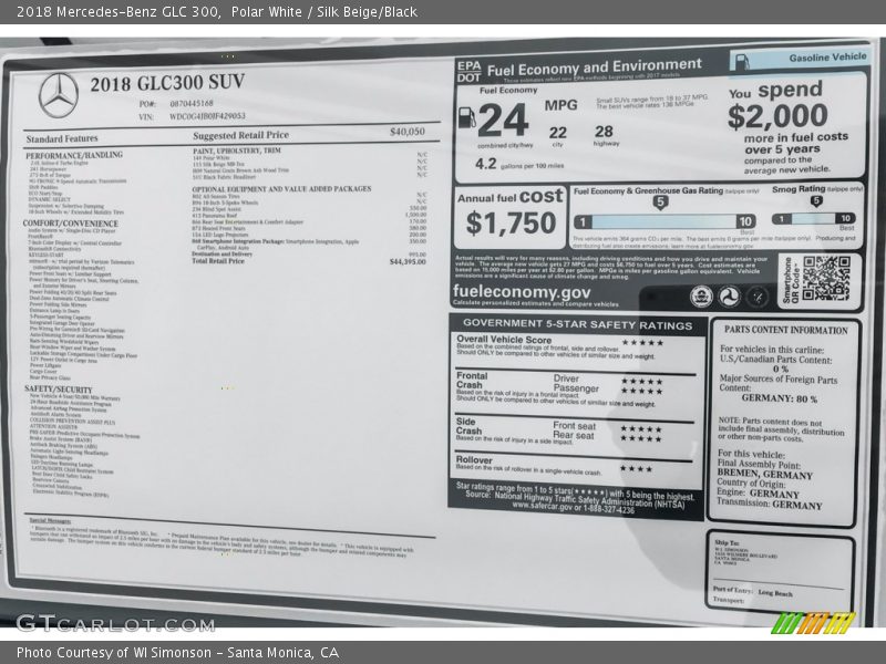 Polar White / Silk Beige/Black 2018 Mercedes-Benz GLC 300