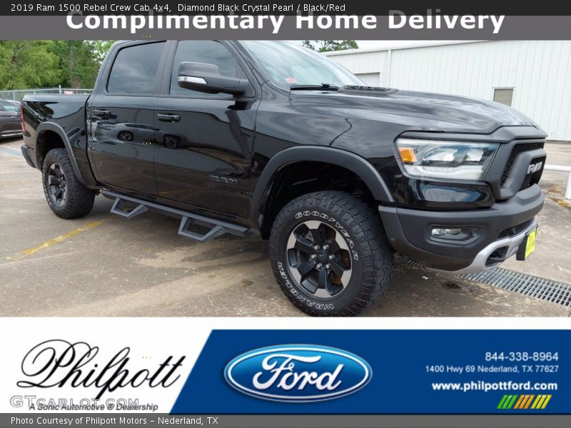 Diamond Black Crystal Pearl / Black/Red 2019 Ram 1500 Rebel Crew Cab 4x4