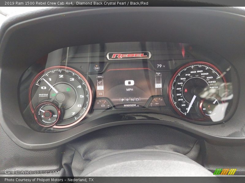 Diamond Black Crystal Pearl / Black/Red 2019 Ram 1500 Rebel Crew Cab 4x4