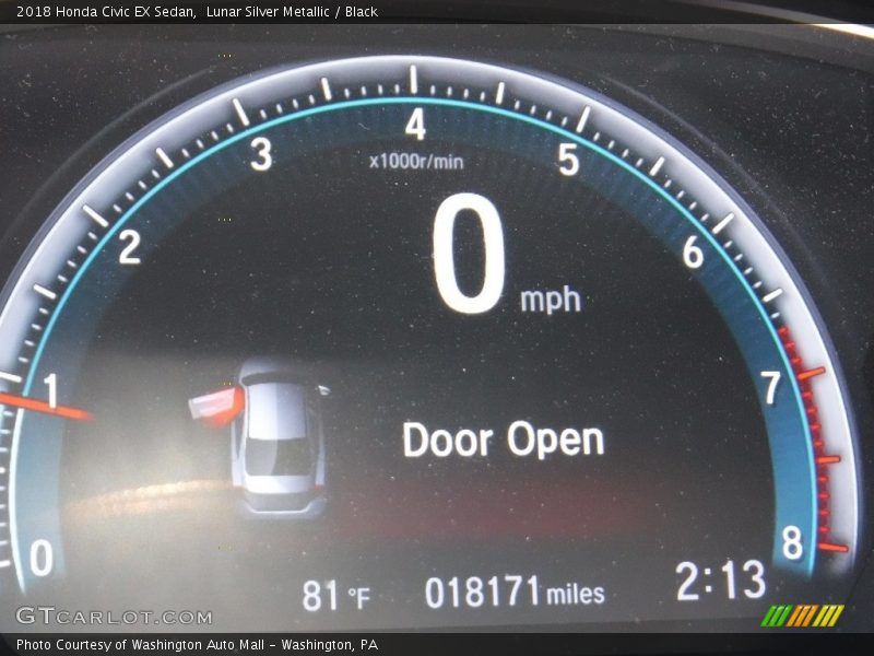 Lunar Silver Metallic / Black 2018 Honda Civic EX Sedan