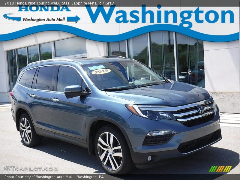 Steel Sapphire Metallic / Gray 2018 Honda Pilot Touring AWD