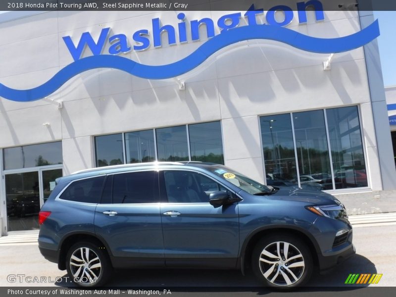 Steel Sapphire Metallic / Gray 2018 Honda Pilot Touring AWD