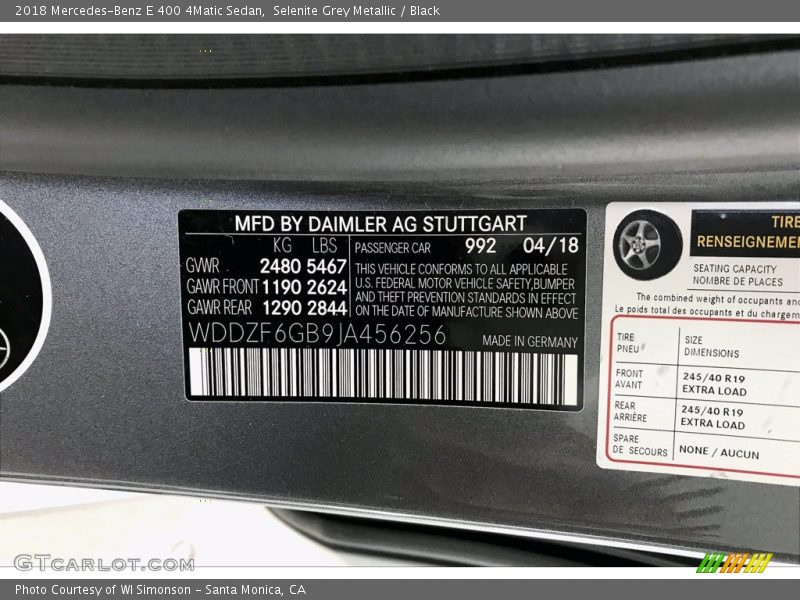 Selenite Grey Metallic / Black 2018 Mercedes-Benz E 400 4Matic Sedan