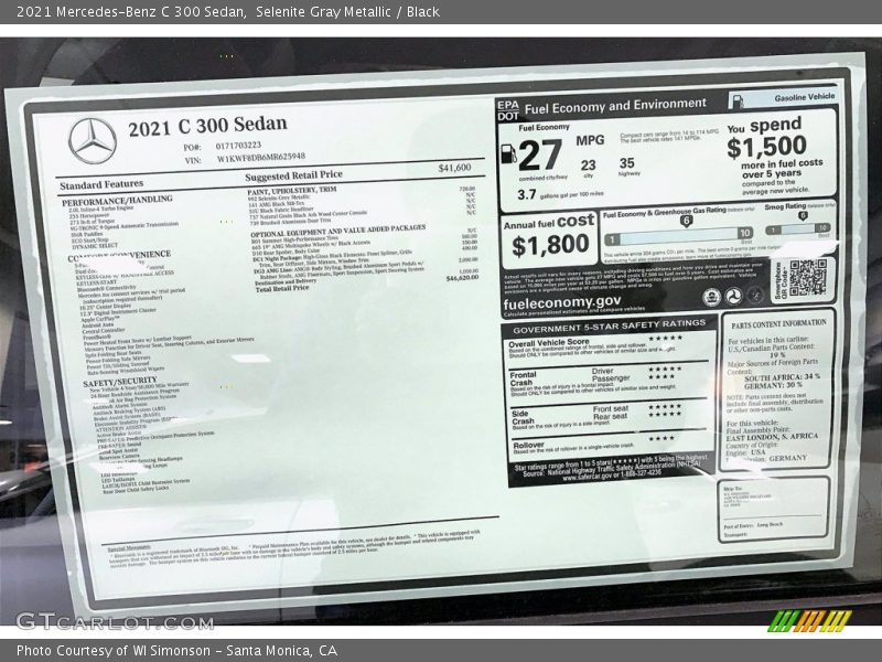 Selenite Gray Metallic / Black 2021 Mercedes-Benz C 300 Sedan