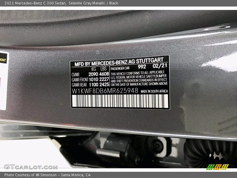 Selenite Gray Metallic / Black 2021 Mercedes-Benz C 300 Sedan
