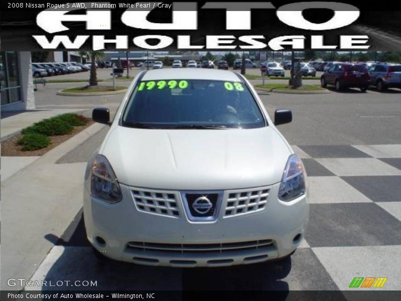 Phantom White Pearl / Gray 2008 Nissan Rogue S AWD