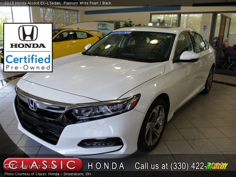 Platinum White Pearl / Black 2018 Honda Accord EX-L Sedan