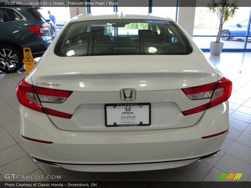 Platinum White Pearl / Black 2018 Honda Accord EX-L Sedan