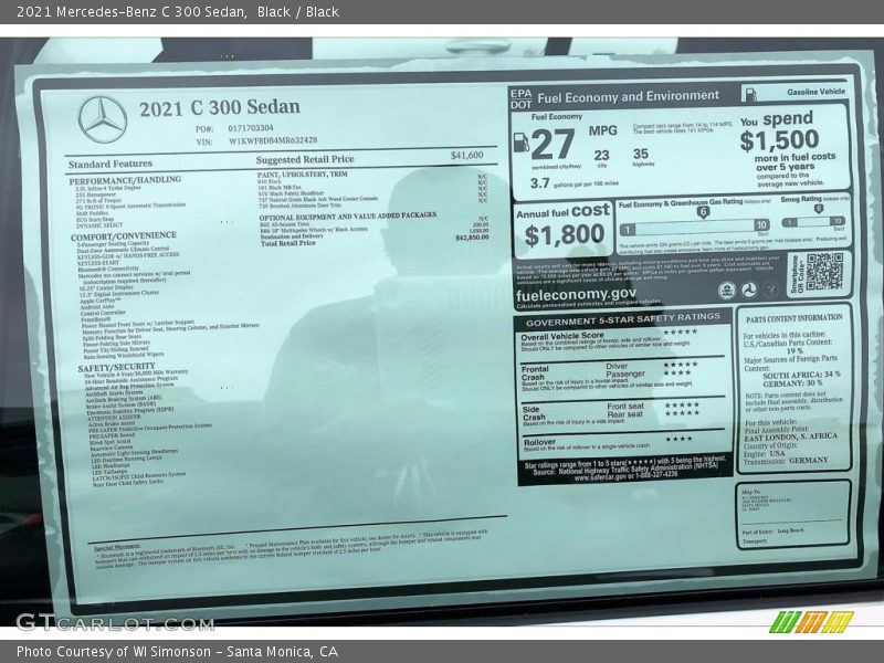 Black / Black 2021 Mercedes-Benz C 300 Sedan