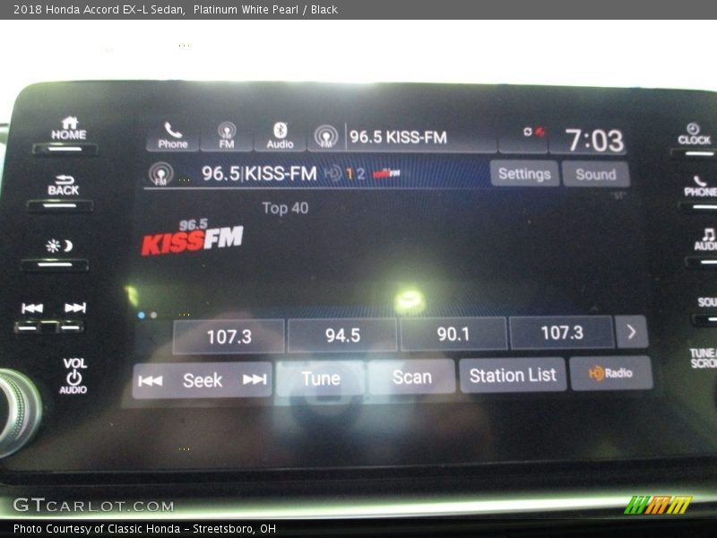 Platinum White Pearl / Black 2018 Honda Accord EX-L Sedan