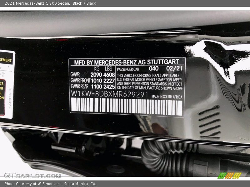 Black / Black 2021 Mercedes-Benz C 300 Sedan