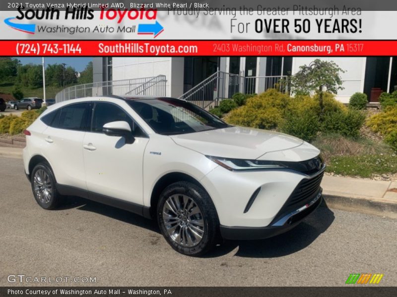 Blizzard White Pearl / Black 2021 Toyota Venza Hybrid Limited AWD
