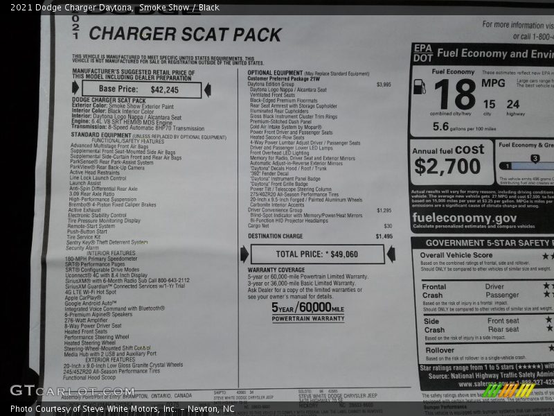  2021 Charger Daytona Window Sticker