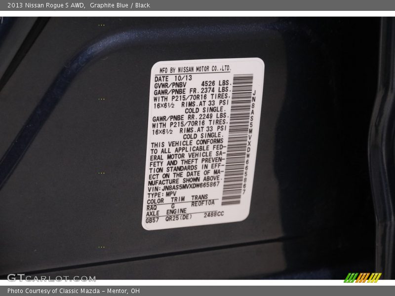 Graphite Blue / Black 2013 Nissan Rogue S AWD