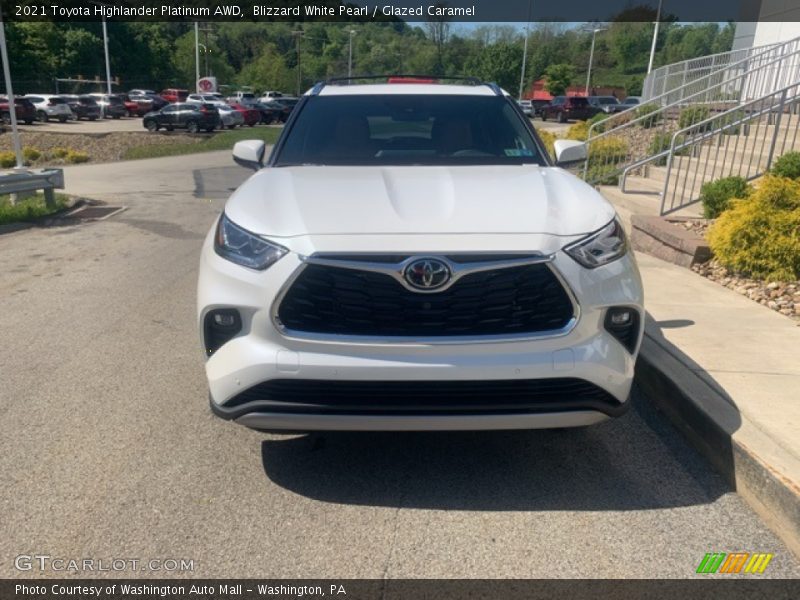 Blizzard White Pearl / Glazed Caramel 2021 Toyota Highlander Platinum AWD