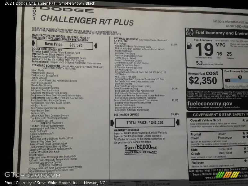 Smoke Show / Black 2021 Dodge Challenger R/T