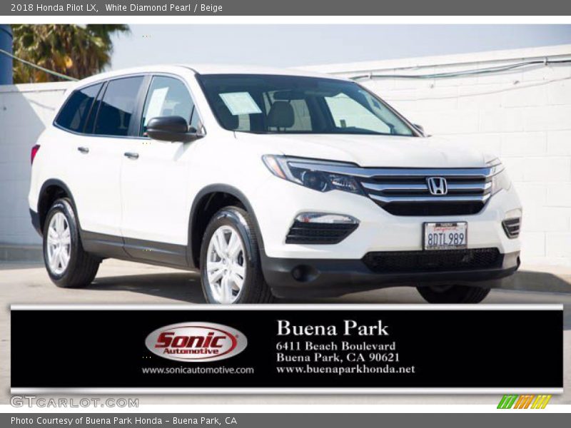 White Diamond Pearl / Beige 2018 Honda Pilot LX