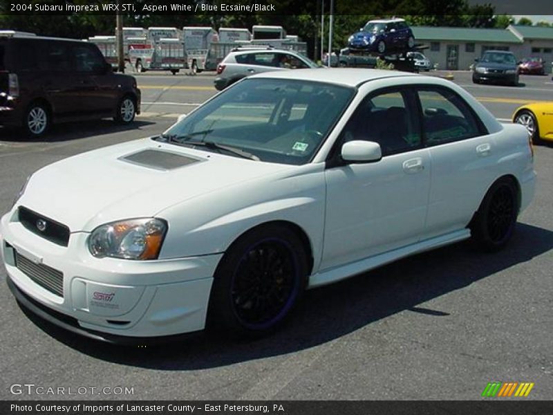 Aspen White / Blue Ecsaine/Black 2004 Subaru Impreza WRX STi