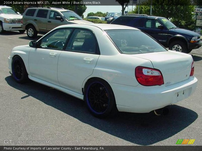Aspen White / Blue Ecsaine/Black 2004 Subaru Impreza WRX STi