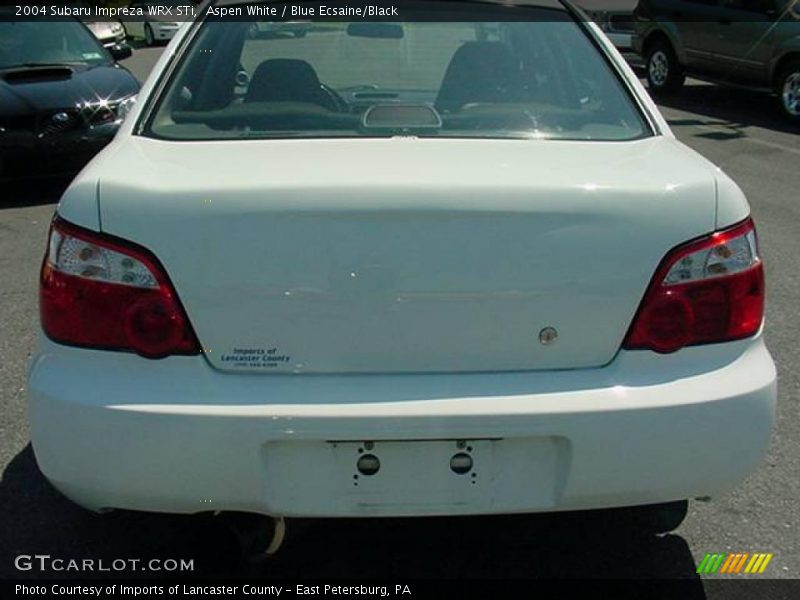 Aspen White / Blue Ecsaine/Black 2004 Subaru Impreza WRX STi