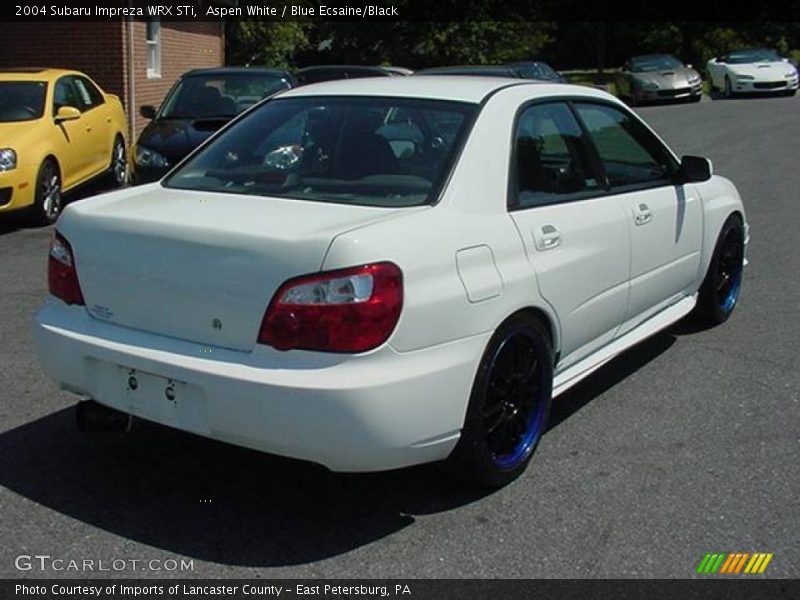 Aspen White / Blue Ecsaine/Black 2004 Subaru Impreza WRX STi