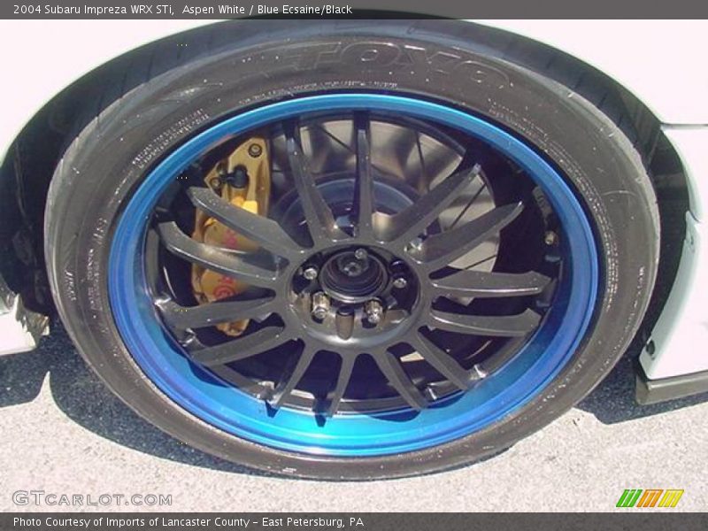 Aspen White / Blue Ecsaine/Black 2004 Subaru Impreza WRX STi
