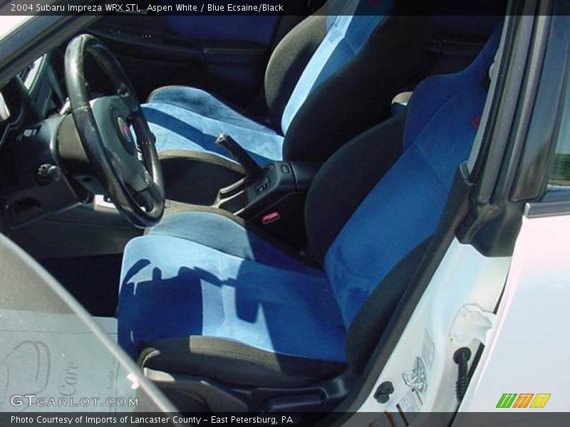Aspen White / Blue Ecsaine/Black 2004 Subaru Impreza WRX STi