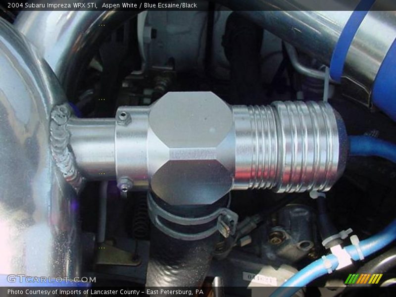 Aspen White / Blue Ecsaine/Black 2004 Subaru Impreza WRX STi