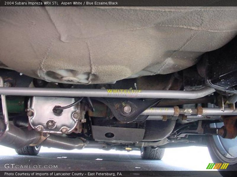 Aspen White / Blue Ecsaine/Black 2004 Subaru Impreza WRX STi