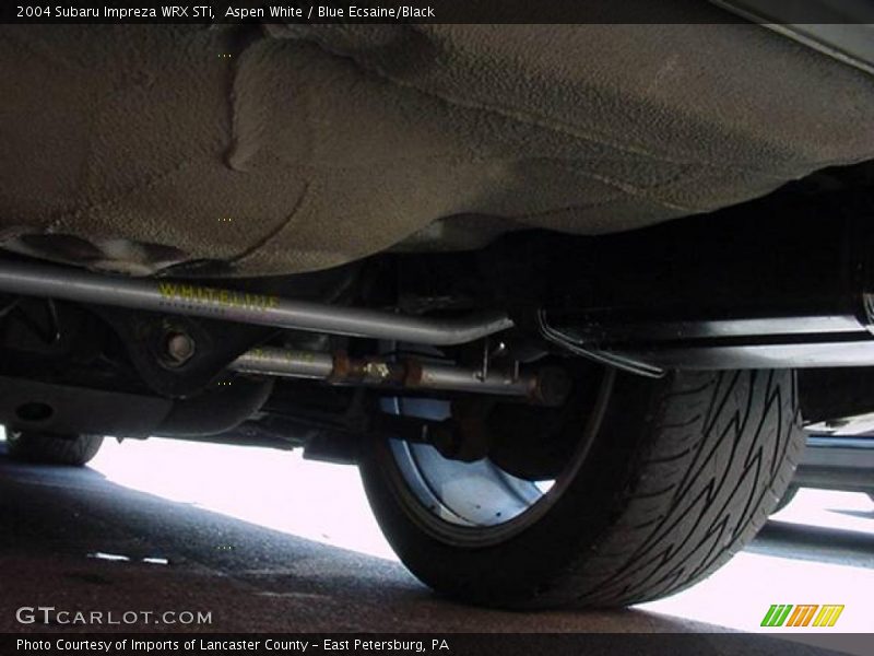 Aspen White / Blue Ecsaine/Black 2004 Subaru Impreza WRX STi