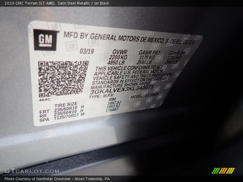 Satin Steel Metallic / Jet Black 2019 GMC Terrain SLT AWD