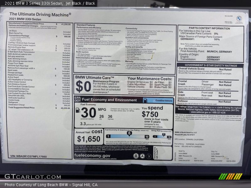 Jet Black / Black 2021 BMW 3 Series 330i Sedan