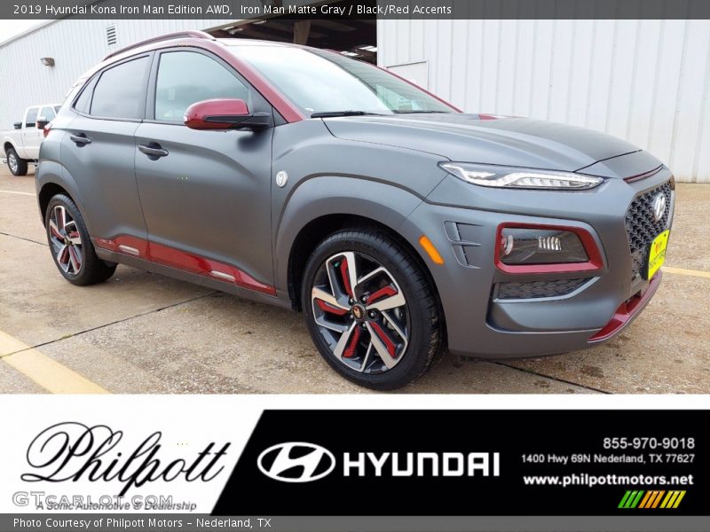 Iron Man Matte Gray / Black/Red Accents 2019 Hyundai Kona Iron Man Edition AWD
