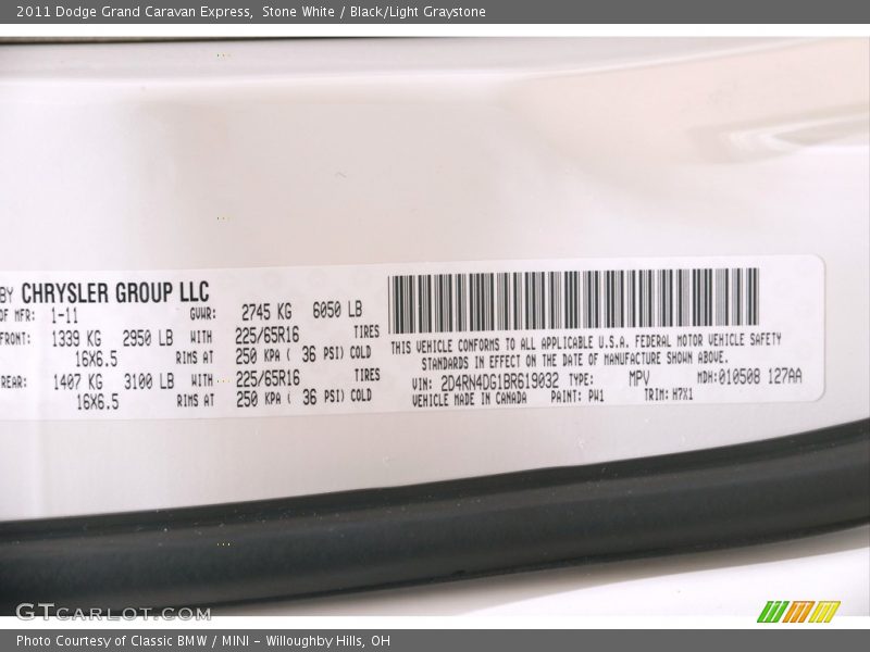 Stone White / Black/Light Graystone 2011 Dodge Grand Caravan Express