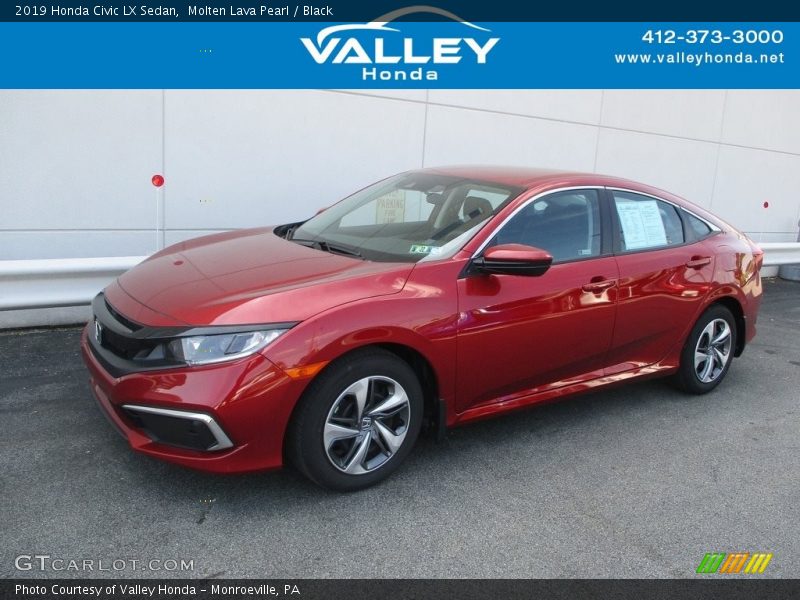 Molten Lava Pearl / Black 2019 Honda Civic LX Sedan