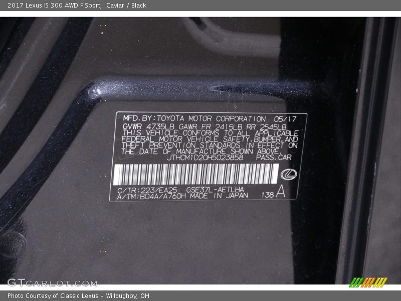 Caviar / Black 2017 Lexus IS 300 AWD F Sport