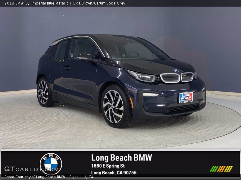 Imperial Blue Metallic / Giga Brown/Carum Spice Grey 2018 BMW i3