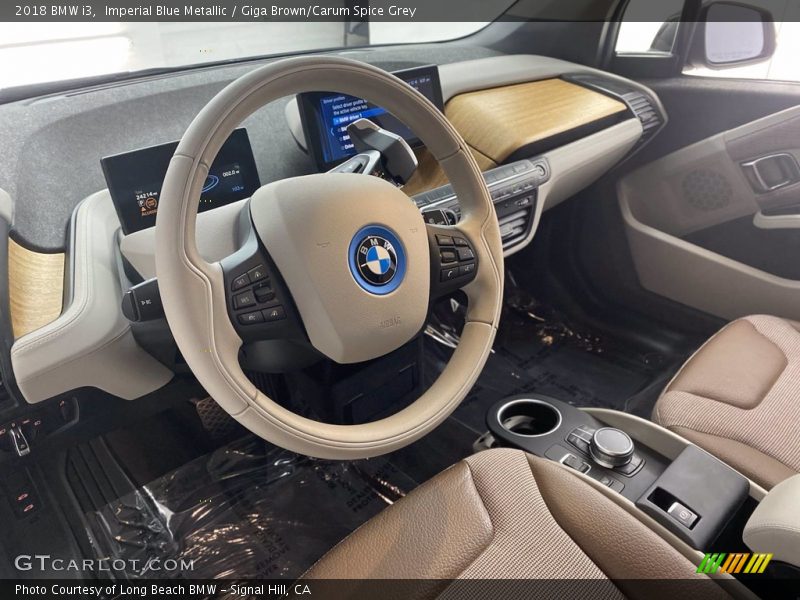 Imperial Blue Metallic / Giga Brown/Carum Spice Grey 2018 BMW i3