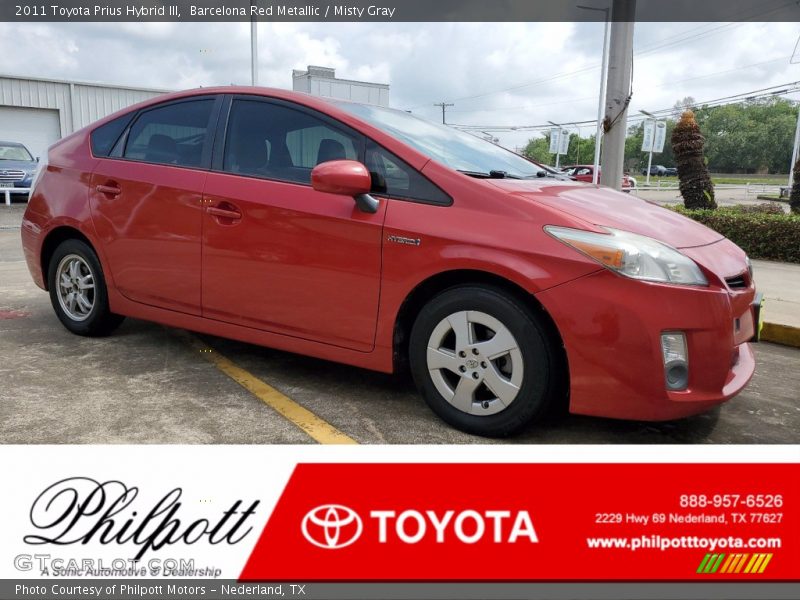 Barcelona Red Metallic / Misty Gray 2011 Toyota Prius Hybrid III