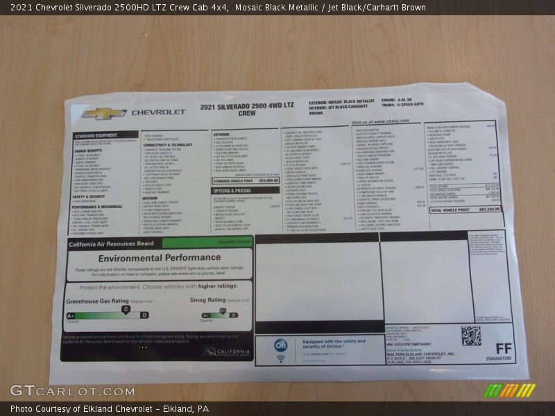 Mosaic Black Metallic / Jet Black/Carhartt Brown 2021 Chevrolet Silverado 2500HD LTZ Crew Cab 4x4