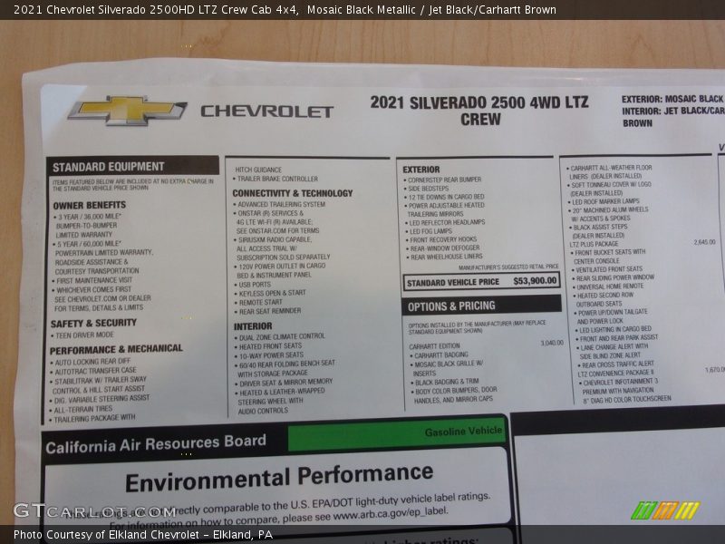 Mosaic Black Metallic / Jet Black/Carhartt Brown 2021 Chevrolet Silverado 2500HD LTZ Crew Cab 4x4