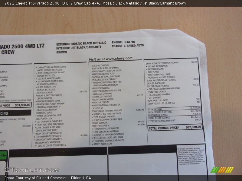 Mosaic Black Metallic / Jet Black/Carhartt Brown 2021 Chevrolet Silverado 2500HD LTZ Crew Cab 4x4
