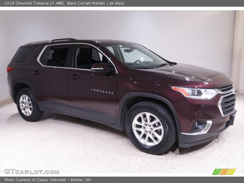 Black Currant Metallic / Jet Black 2018 Chevrolet Traverse LT AWD