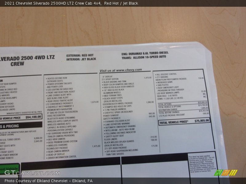 Red Hot / Jet Black 2021 Chevrolet Silverado 2500HD LTZ Crew Cab 4x4