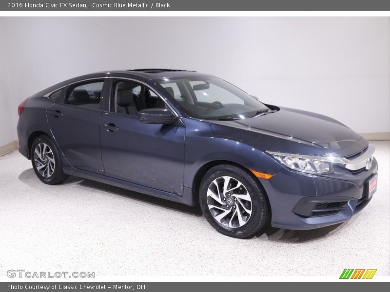 Cosmic Blue Metallic / Black 2016 Honda Civic EX Sedan