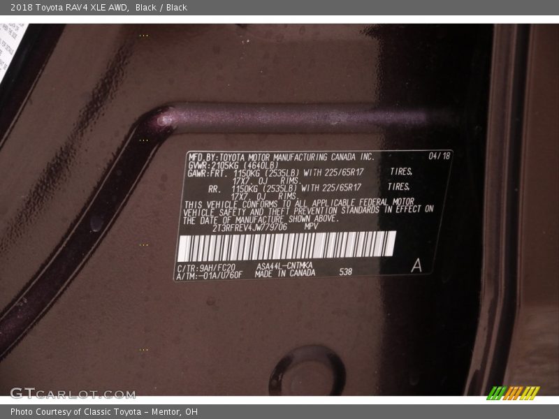 Black / Black 2018 Toyota RAV4 XLE AWD