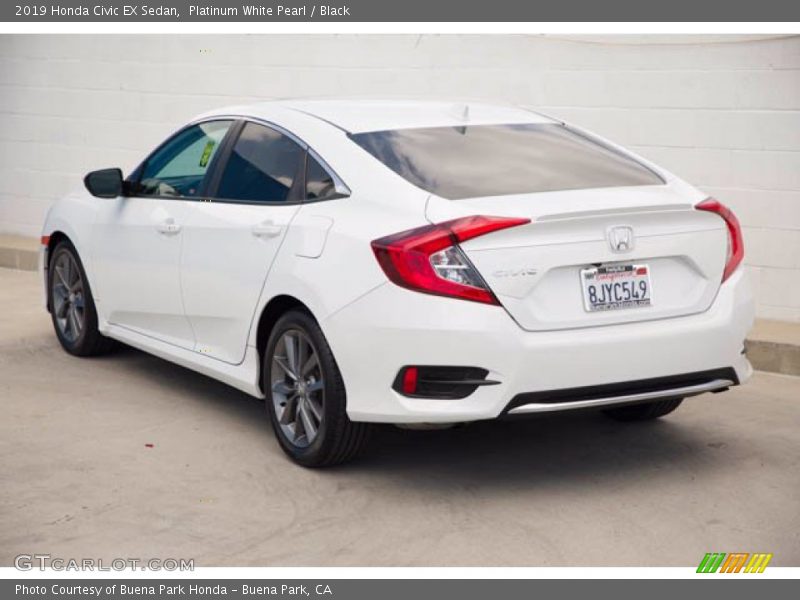 Platinum White Pearl / Black 2019 Honda Civic EX Sedan