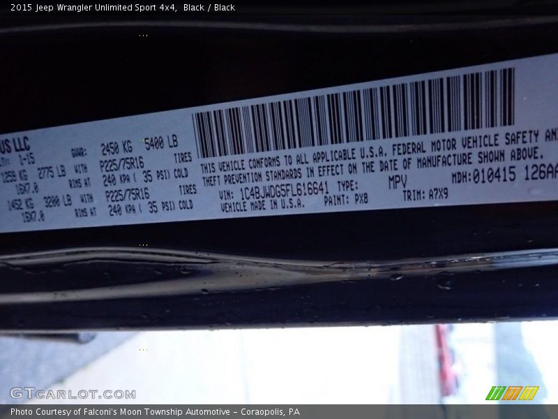 Black / Black 2015 Jeep Wrangler Unlimited Sport 4x4