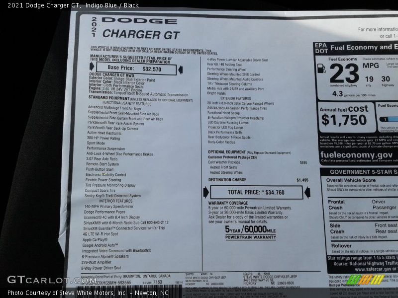 Indigo Blue / Black 2021 Dodge Charger GT