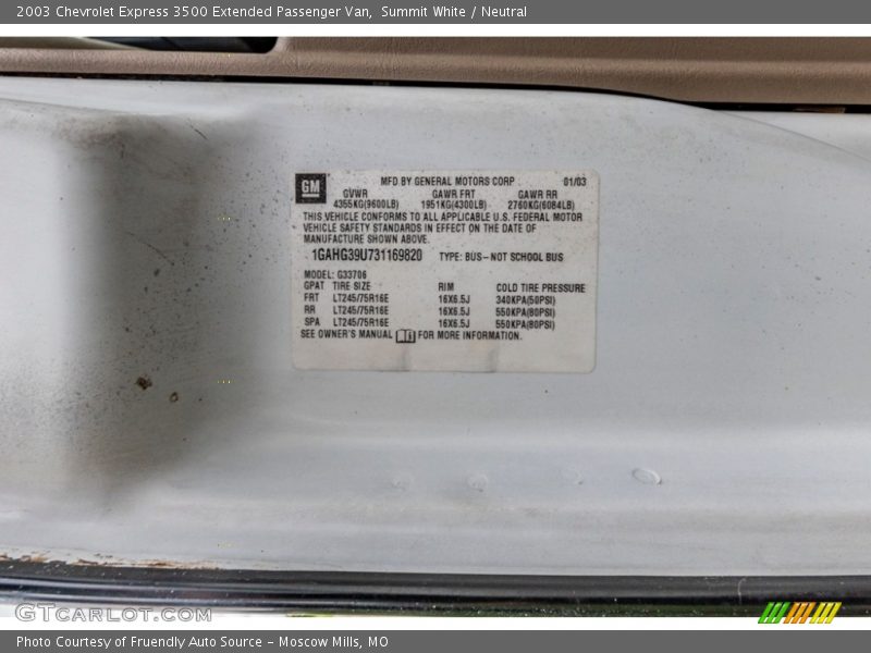 Summit White / Neutral 2003 Chevrolet Express 3500 Extended Passenger Van